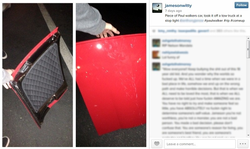 Jasný dôkaz, zlodej sa chválil kúskom zo zhoreného auta na instagrame